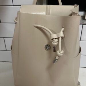 Zara Cream Leather Backpack